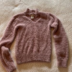 Mock neck teddy sweater